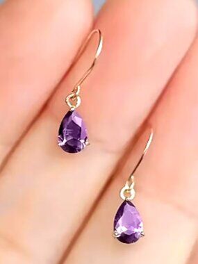 Amethyst Small Gold Dangle Earring